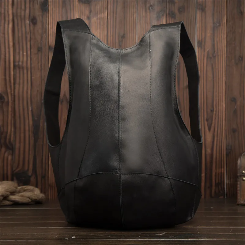 Мужской мини-рюкзак из натуральной кожи, Женская деловая сумка-мессенджер, Ретро стиль, повседневная сумка-тоут, сумка на плечо, дорожная сумка, мужская сумка из воловьей кожи - Цвет: Black-01