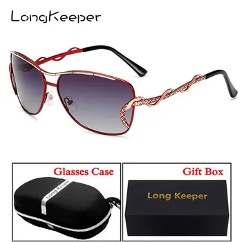 

LongKeeper Oversize Polarized Sunglasses Women Steampunk Driving Sun glasses Man Metal Frame UV400 Gafas with Case Box 1903