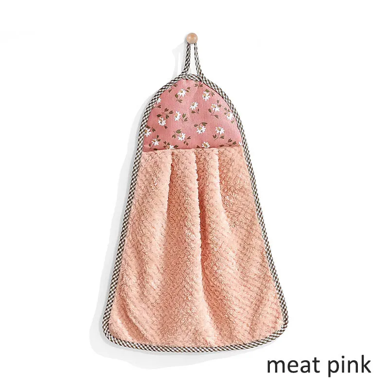 meat pink Многофункциональное полотенце из кораллового флиса, подвесное полотенце для рук, для мытья посуды, для мытья посуды, для ванной комнаты, для кухни, впитывающая воду, не осенние волосы - Цвет: meat pink