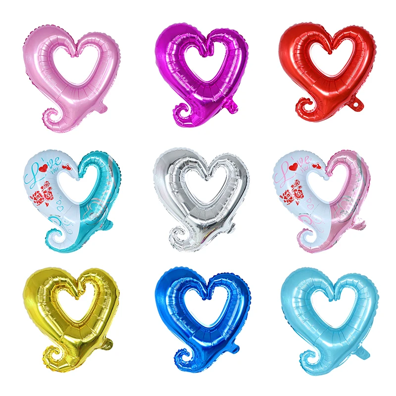 

10pcs/lot 18 inch Hook Heart -Shaped Balloon Helium Balloon Wedding Valentine's Day Decoration Birthday Gogo Heart Foil Balloon