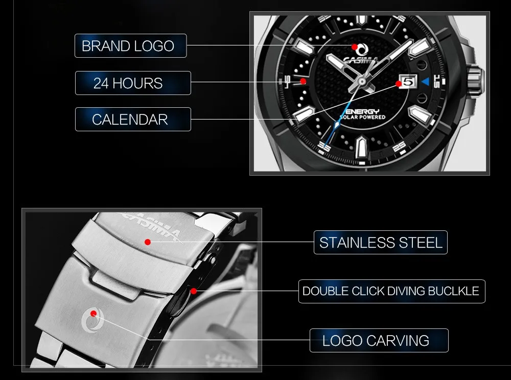 Мужские часы CASIMA, военные кварцевые часы, мужские часы на солнечной энергии, сапфировые наручные часы с календарем, мужские часы Saat Montre Homme
