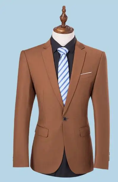 Hot Selling 2 Pieces Brown Peak Lapel Men Suits One Button Wedding Suits Wedding Party Suits (Jacket+Pants+Tie) Groomsmen Suit