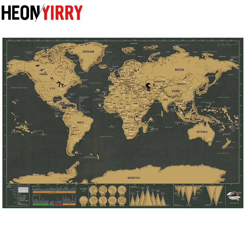 

Deluxe Erase Black World Map Scratch off World Map Personalized Travel Scratch for Map Room Home Decoration Wall Stickers