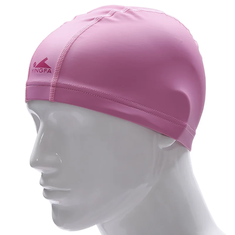 Из водонепроницаемой пенополиуретановой ткани защищают уши длинные волосы Спорт плавать бассейн шляпа плавать ming cap Свободный размер для мужчин и женщин взрослых - Цвет: pink