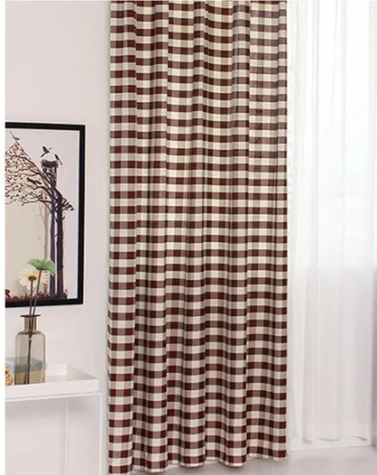 Скандинавские черно-белые клетчатые оконные шторы, полузатененные тканевые шторы для спальни и гостиной - Цвет: Brown