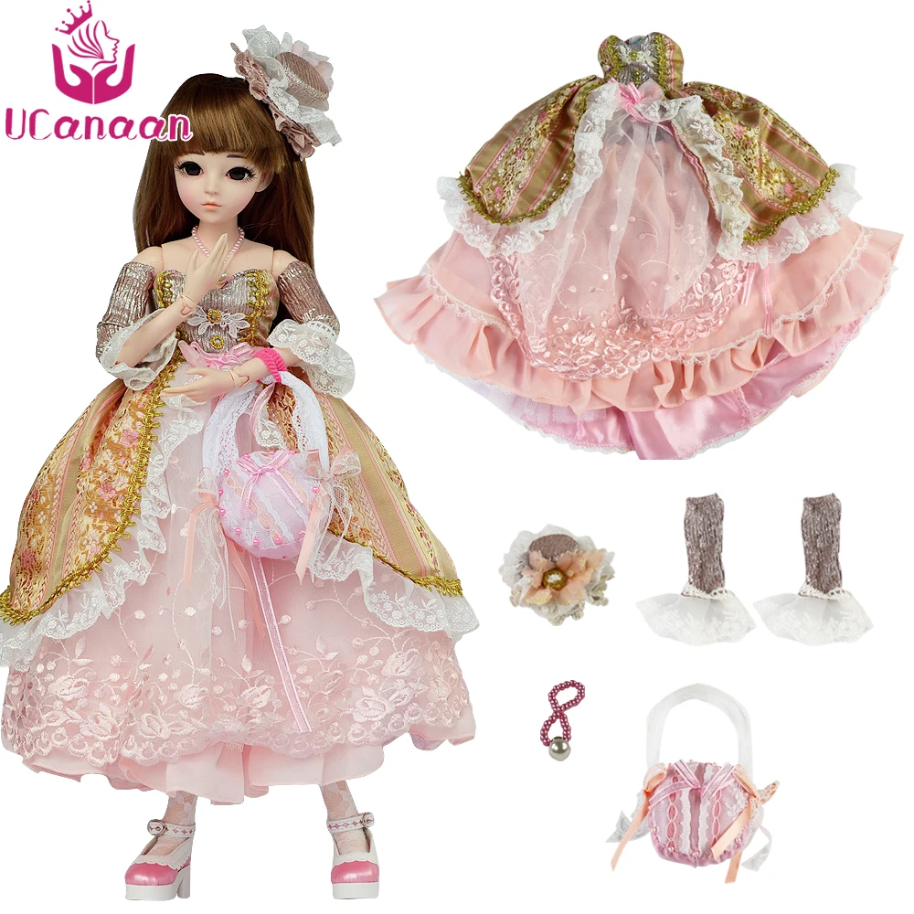 UCanaan Pink Princess Dolls Dress Set Girls DIY Dressup Toys High