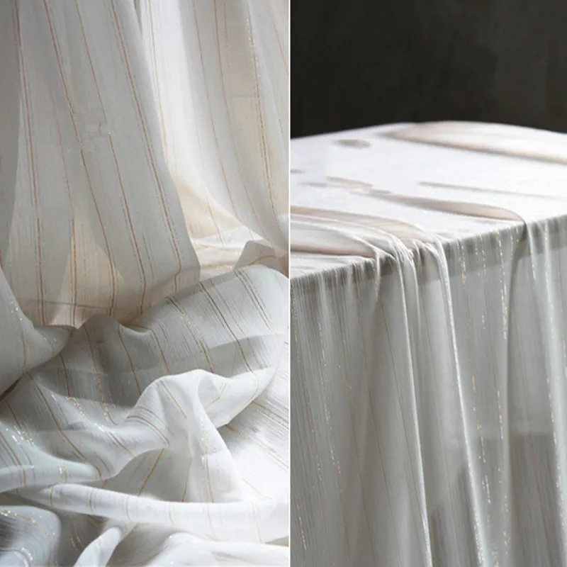 

Encrypted Smooth Micro-pleats Gold Silk Yarn Chiffon Fabric Dress Designer Fashion Creative Fabric