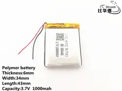 10 шт./лот 3,7 V, 1000 mAH, 603443 полимерный литий-ионный/литий-ионный аккумулятор для игрушки, POWER BANK, gps, mp3, mp4