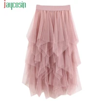 JAYCOSIN женская розовая юбка Модная Повседневная Женская Удобная Тюлевая плиссированная юбка-пачка с высокой талией Женская миди юбка 40