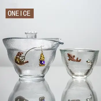 

Tea Mug Glass Inlaid Silver Bowl Cups Heat Resistant Master Cup Single Tea Set Mugs