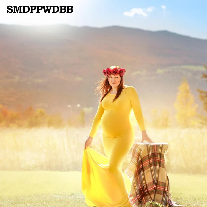 SMDPPWDBB платье для беременных для фотосессии, платье для беременных, свободное платье для малышей, платье макси, желтое платье для беременных с длинными рукавами