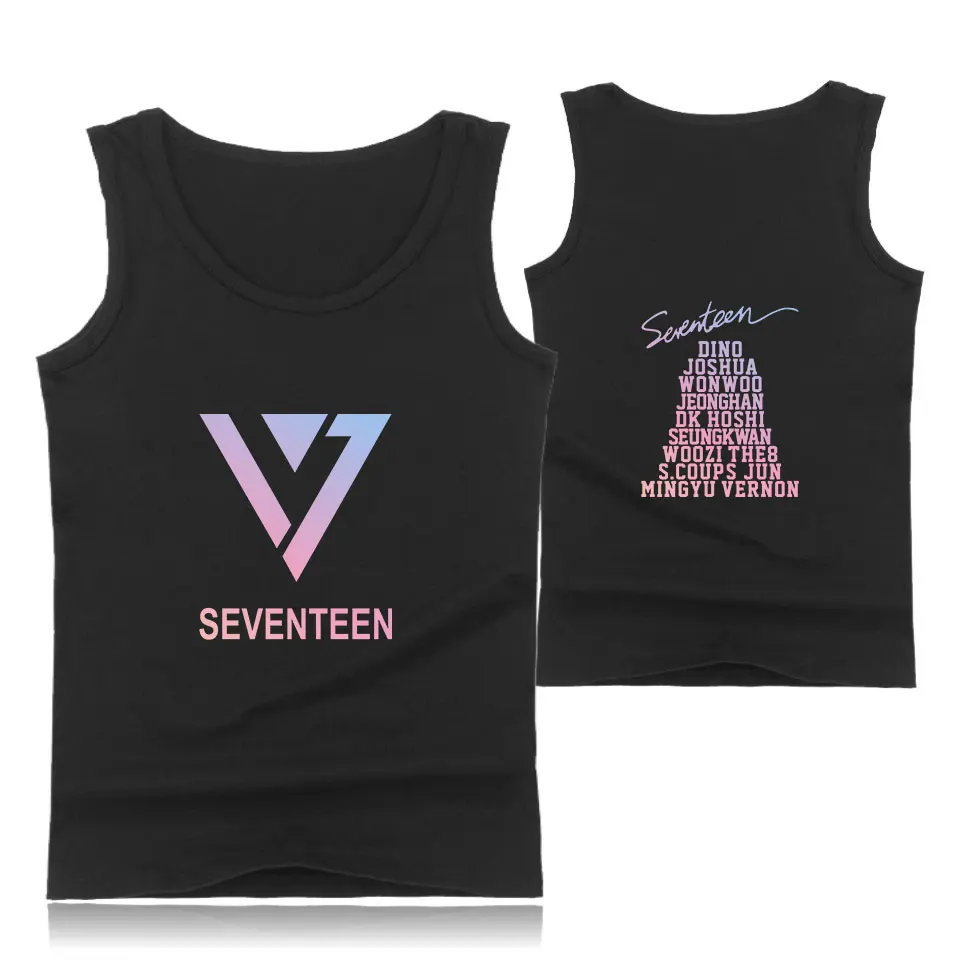 SEVENTEEN топы на бретельках Летний стиль Kpop короткий рукав Модный хлопковый жилет