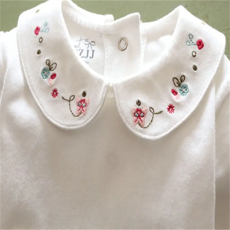 Нижняя рубашка для девочек, стильная детская рубашка с длинными рукавами на весну и осень, детская одежда, хлопковая Футболка с вышивкой
