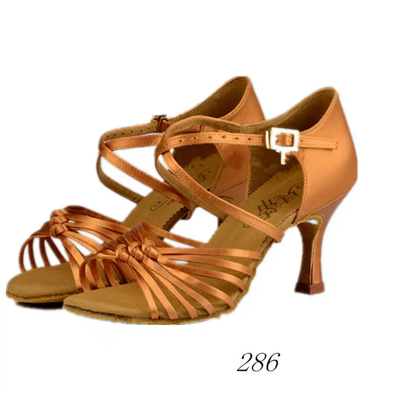 20161210_135753_118Ballroom Latin dance shoes Woman Salsa Tango shoes Deep skin and black Knot Striped knotted Sneakers Satin girl Shoes Simple BD286