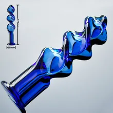 38mm blue spin pyrex glass anal dildo butt plug crystal fake penis artificial dick adult sex toy for women men gay masturbation