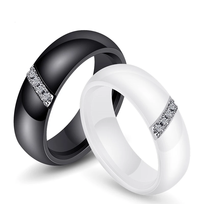 Уникальные кольца для женщин 6 мм черно-белое керамическое кольцо для женщин индийский камень кристалл комфортные обручальные кольца обручальные брендовые ювелирные изделия