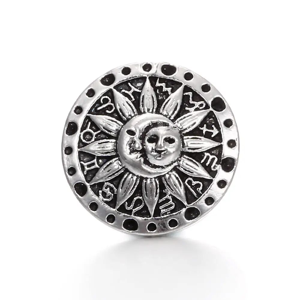 Высокое качество 18 мм металлическая кнопка оснастки Шарм солнце Кнопка заклепка ювелирные изделия TZ0058 - Окраска металла: TZ0058C