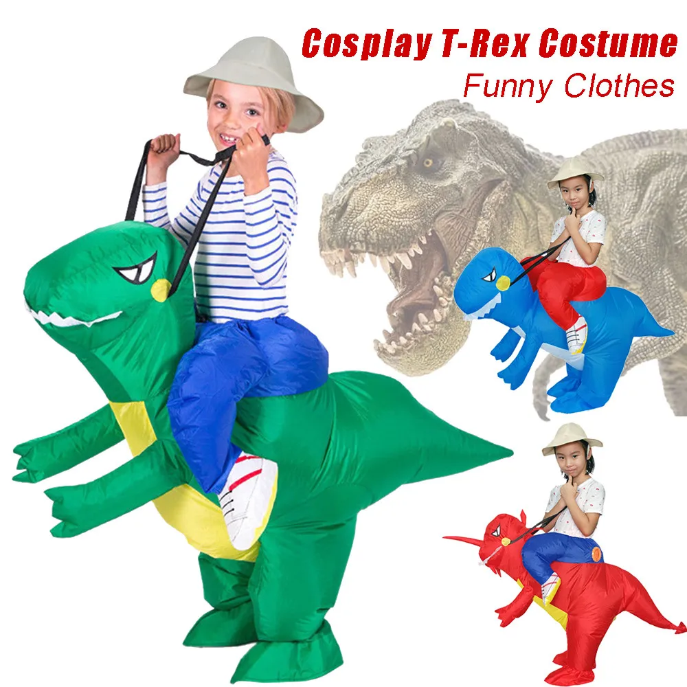 

Kid Inflatable T-REX Costume Christmas Cosplay Dinosaur Animal Fancy Carnival Jumpsuit 2018 Halloween Costume for Boy Girls C7