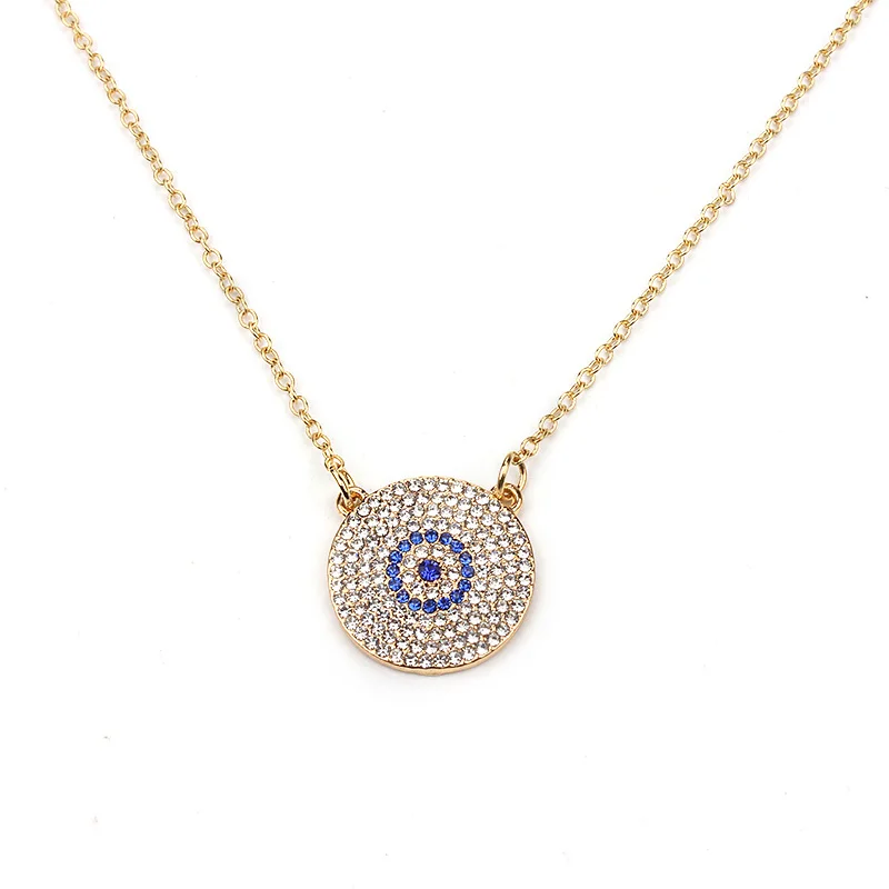Lucky Eye Crystal Evil Necklace Turkish Round Pendant Blue Popular Chain For Women Jewelry EY164 | Украшения и аксессуары