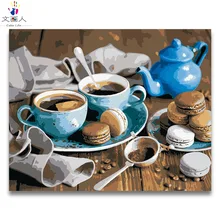 Натюрморт обеденный стол цифры Живопись кофейная посуда раскраска холст картины по номерам для декора столовой