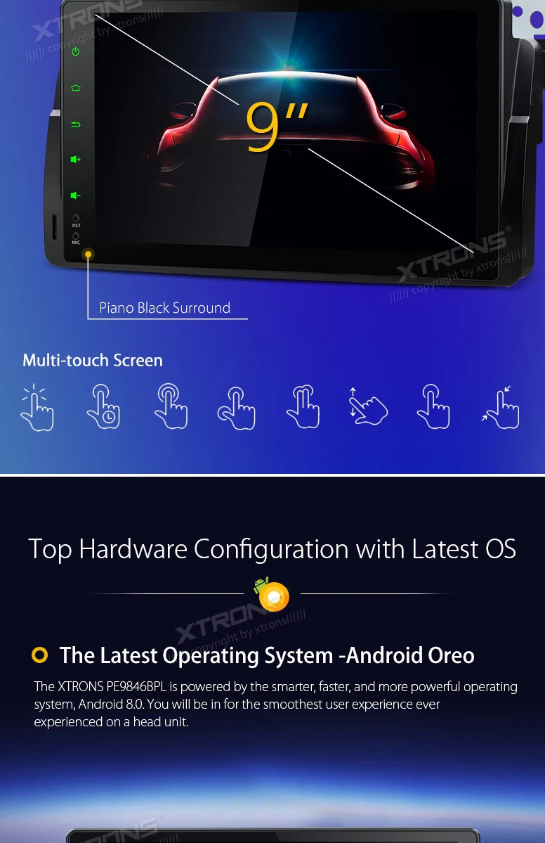 Top 9" Android 8.0 Oreo OS Car Multimedia Navigation GPS Radio for BMW E46 1998-2006 & BMW E46 M3 2000-2006 with 4GB RAM 32GB ROM 4