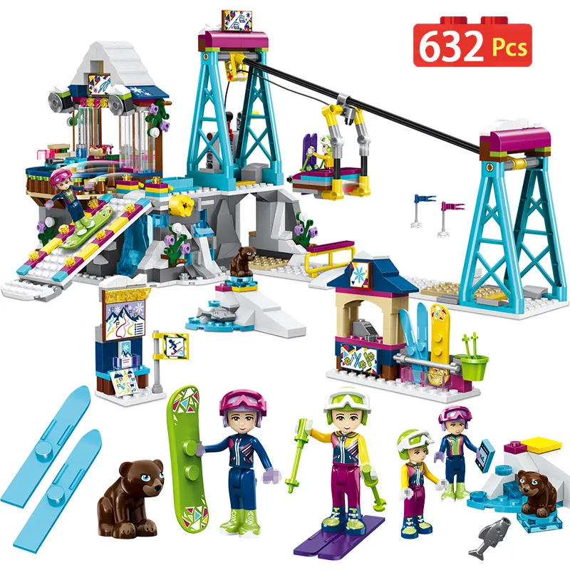 

632pcs Children Toys for Girl Building Blocks Compatible Legoingly Friends 41324 Bricks Princess Snow Resort Ski Lift Figures