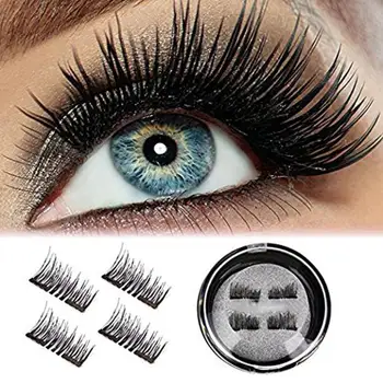 

1 Pair Ultra-thin 0.2mm Double Magnetic Eye Lashes 3D Reusable False Magnet Eyelashes Extension 2U0104