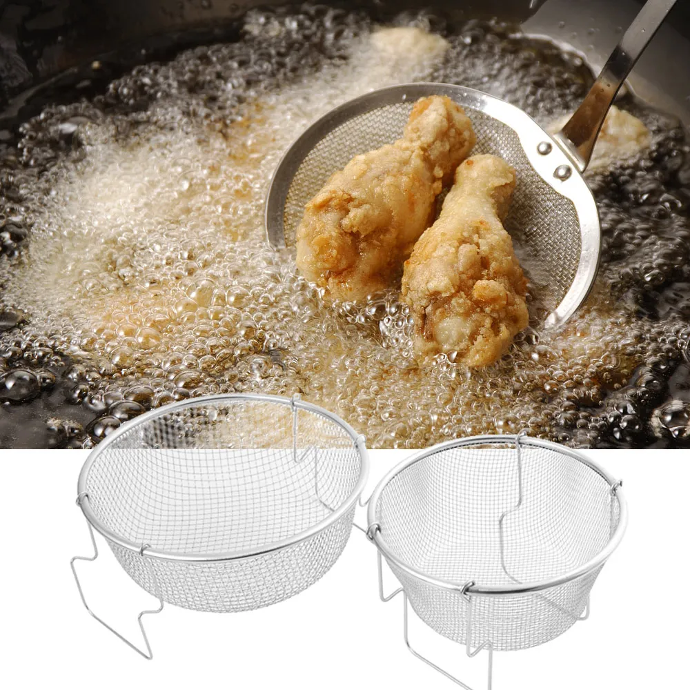 

1Pcs/Set Stainless Steel Portable Chef Basket Fried Potato chips Strainer Kitchen Cooking Tool Accessories