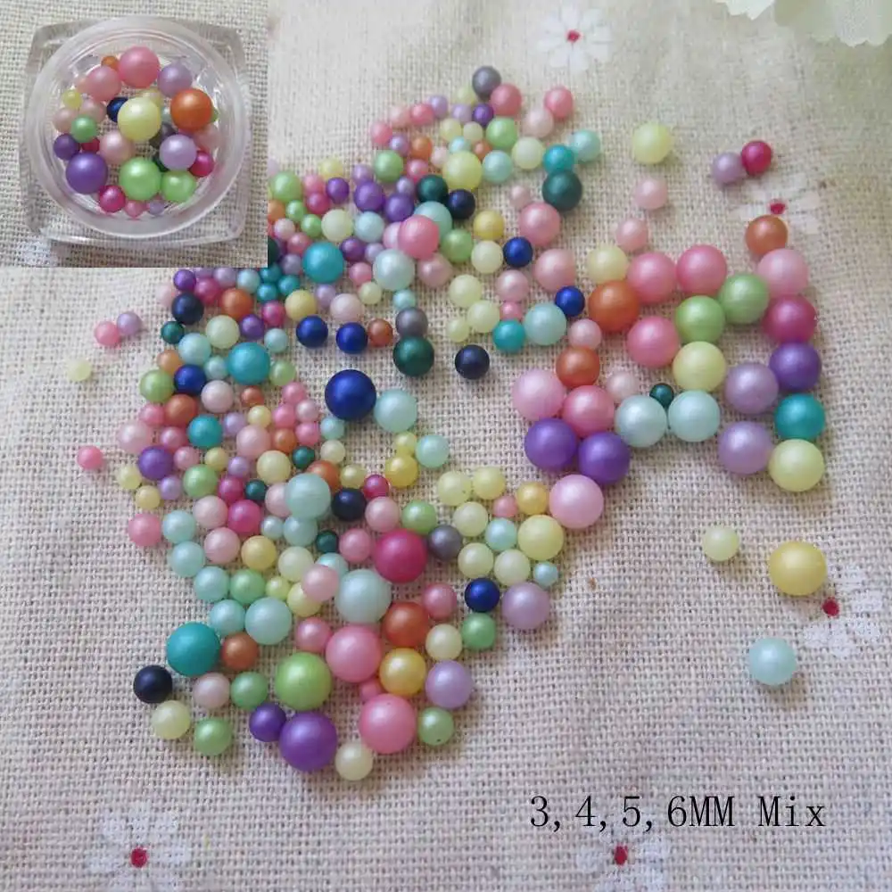1 Jar Cute 3/4/5/6mm Mixed Matt Colored Ball Pearl Nail Decoration