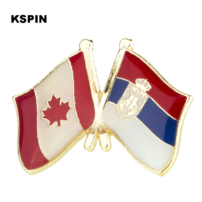 

1pcs Canada and Serbia Friendship Badge Icon Bag Decoration Buttons Metal Badges Brooch for clothes KS2152