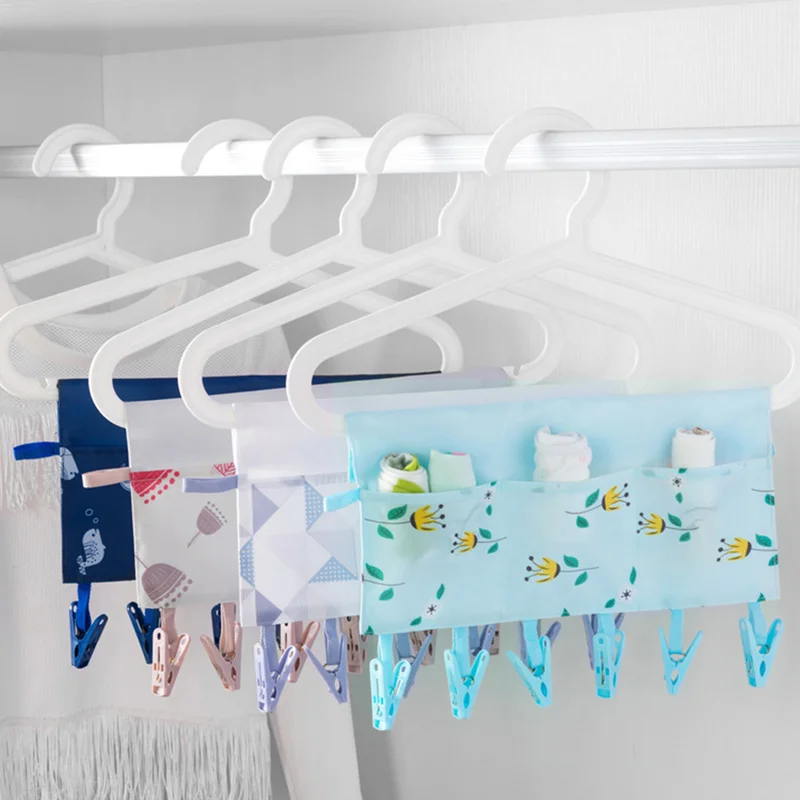 

6Clip Foldable Bathroom Rack Travel Clothespin Hanger Towel Socks Multifunctional Portable Cloth Hanger Hanger Clip Drying Rack