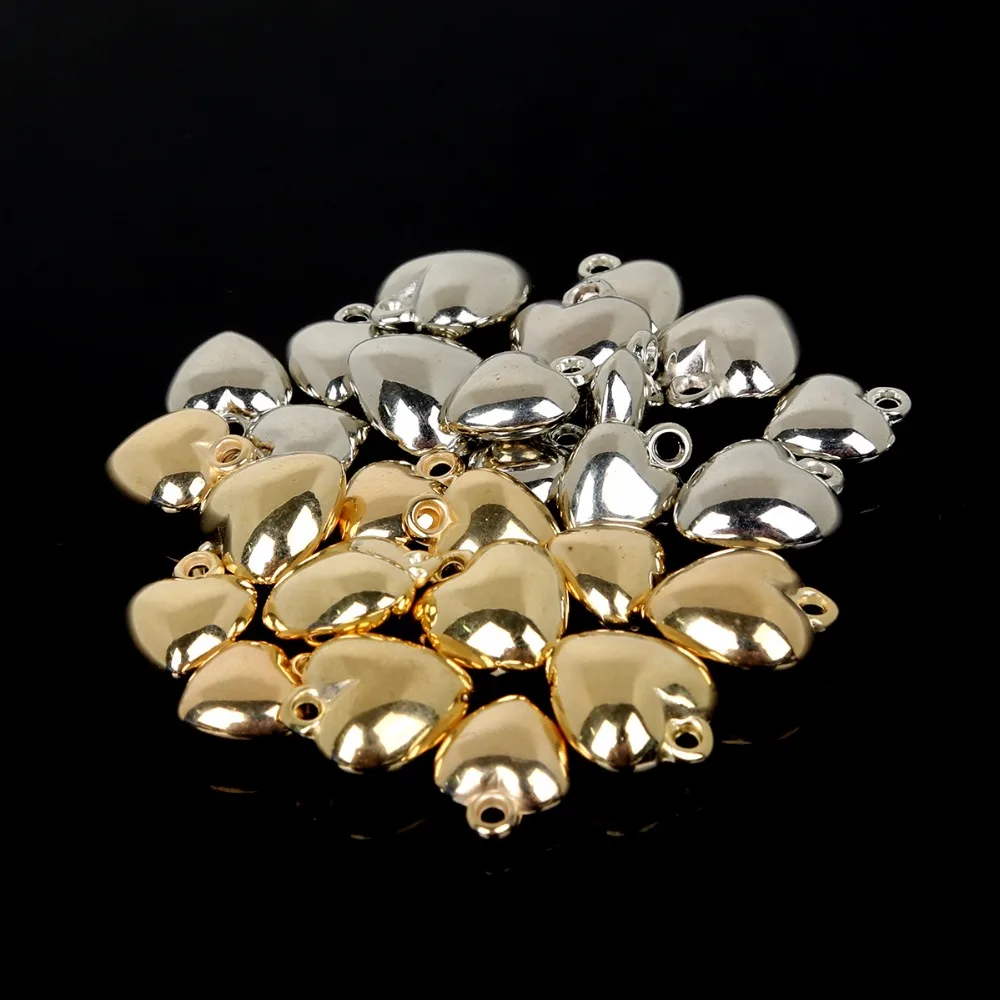 Plastic Beads Heart and Long Nail type 30-200pcs Plastic CCB Charm Pendant Beads Mix SIze Rhodium/KC Beads