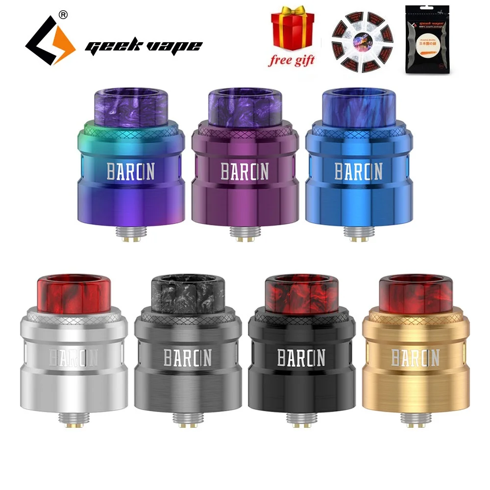 Бесплатный подарок! Оригинальный Geekvape барон RDA танк с мм 24 мм двойной установочная Дека и многоцелевая система воздушного потока E-cig Atomizer VS