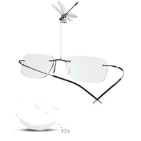 B Titanium Rimless Reading Glasses Photochromic Gray Sunglasses Men's Women Outdoor Hyperopia Eyewear 1.0 1.25 1.5 1.75 Lenses 2