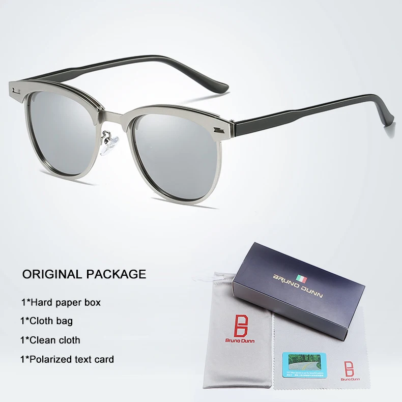 Бренд Бруно Данн, дизайнерские ретро алюминиевые солнцезащитные очки, поляризационные мужские солнцезащитные очки для мужчин/женщин, Ray lunette de soleil homme femme - Цвет линз: as picture