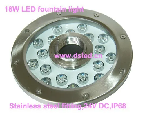 ФОТО stainless steel,IP68,18W LED fountain light,LED underwater light,DS-10-50-18W,18*1W,24V DC,Good quality,2-year warranty
