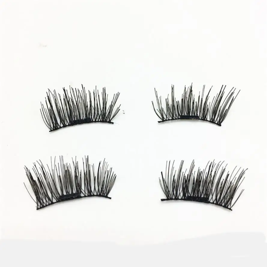 

Handmade 1 Pair 4PCS 3D Magnetic False Eyelashes Lashes Reusable False Magnet lashes For Eye Makeup 2U922