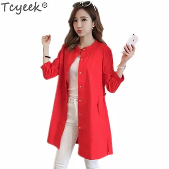 

Tcyeek 2020 Women's Autumn Clothes Female Long Trench Coat Spring-autumn Windbreaker Ladies Outerwear Sweet Casual Coats LWL503