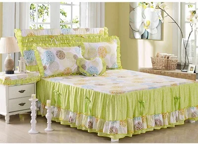 Summer Cotton bed skirts twin full queen king size bedding sets fitted bedspreads with lace ruffle mattress protective cover