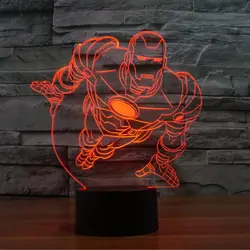 Новые яркие Железный человек 3D Светодиодные ночники Luminaria настольная лампа Дети Детская комната декоративного освещения отличный подарок