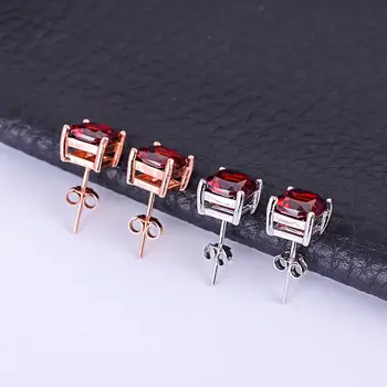 

Multicolored jewelry silver inlaid Garnet Earrings 925 simple wholesale one generation