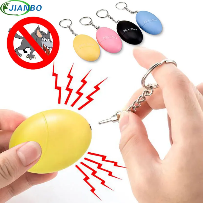 4color Self Defense Alarm 120DB Egg Shape Girl Women Security Protect Alert Personal Safety Scream Loud Keychain Emergency Alarm egg shaped keychain self defense alarm female anti attack anti rape security protect alert safety scream loud alarm tool 120db