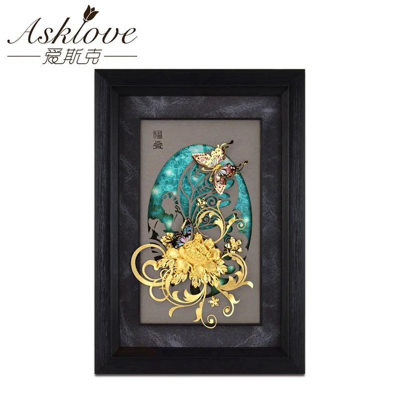 

Asklove Butterfly Ornament Gold foil 3D Frame Painting Home Decor Birthday Wedding Gifts Housewarming Gold foil Original crafts