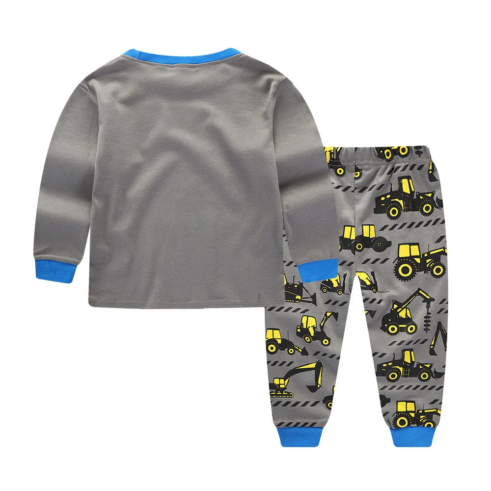 Новинка года; Модный комплект одежды для маленьких мальчиков; хлопковый топ с длинными рукавами и круглым вырезом и принтом «Трактор»+ брюки; одежда для малышей