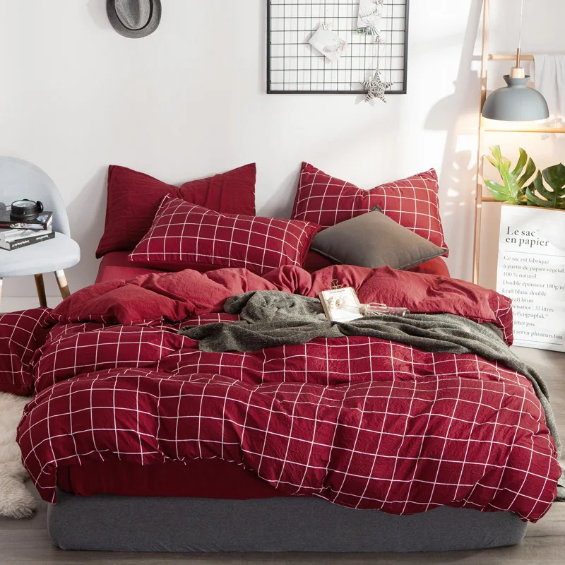 

Ms.O Home Textile Plaid Duvet Cover Cotton Stripe Triangle Geometric Printed Designer Bedding Set Handmade Bedroom Bed Linen
