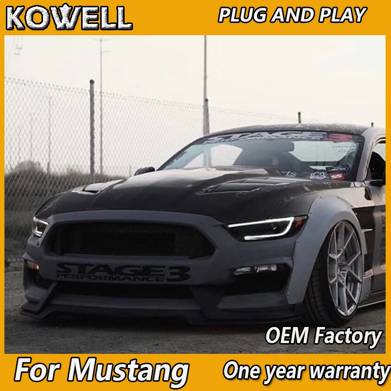 KOWELL автомобильный Стайлинг для Ford Mustang фары- полный светодиодный фонарь DRL светодиодный объектив двойной луч автомобильные аксессуары