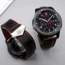 Samsung gear s3 classique frontière 22mm véritable en cuir de courroie de bande avec des outils libres meilleure qualité