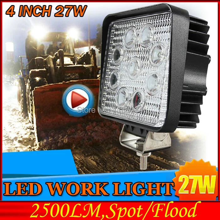 ФОТО Free ship!4inch 27W 10~30V LED working light,2pcs/set,Black color,2500LM,6500K,Boat,Bridge,Truck,Offroad car,Harvester