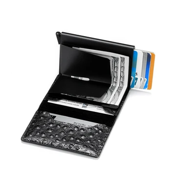 

2020 New RFID Wallet Antitheft Card Holder Wallet Hasp Aluminum Unisex Metal High Qualit PU Leather Card Wallet Men Wallets