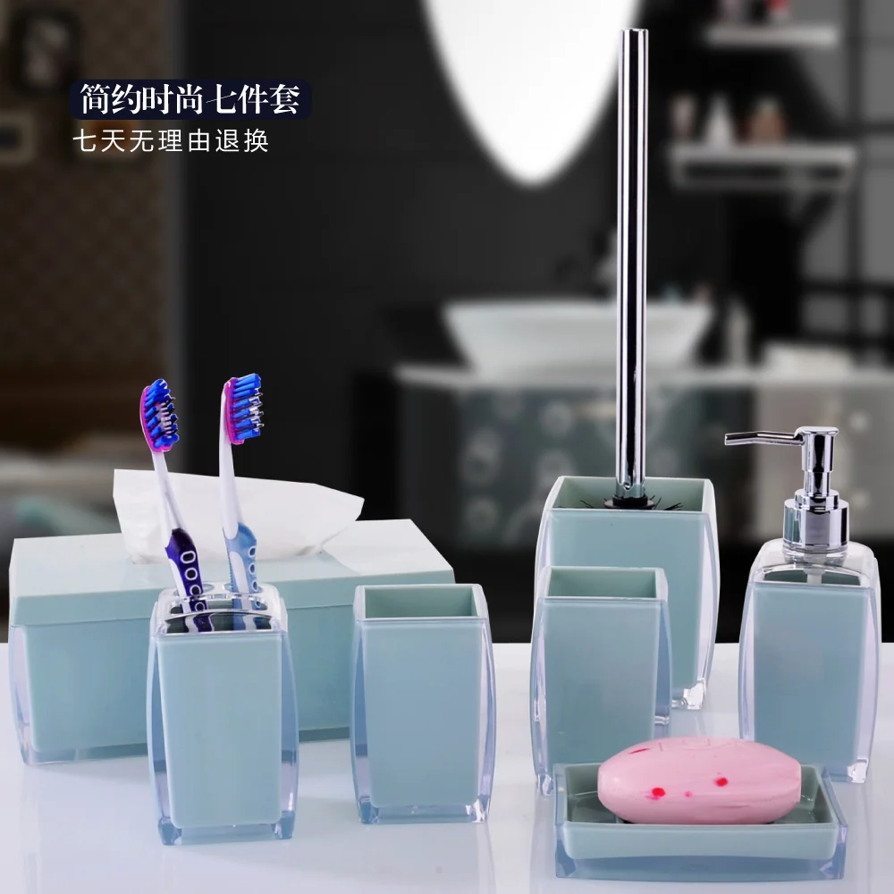 

2016 Limited Promotion Banheiro Toothbrush Holder Bathroom Set Seven Sets Of European Simple Wedding Gift Ware Wash Gargle Cup